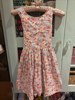 Mini Boden Pink & Red Floral Sleeveless Cotton Dress